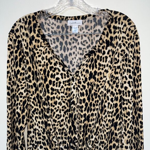 Jaclyn Smith Animal Print Button-Up Blouse - Picture 3 of 6